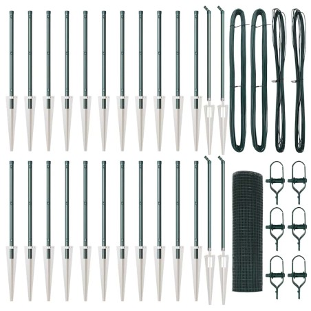 vidaXL Recinzione in Filo Saldato con 13 Picchetti Verdi 0.4x50 m in Acciaio