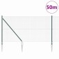 vidaXL Recinto in Rete Saldato con 13 Pali a Punta Verde 1.2x50 m Acciaio