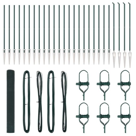 vidaXL Recinzione in rete saldata con 13 picchetti verdi, 1.2x50 m in acciaio