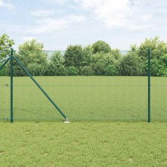 vidaXL Recinzione in Filo Saldato con 13 pali a punta Verde 1.4x50 m Acciaio