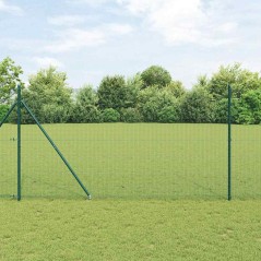 vidaXL Recinzione in Rete Saldato con 13 Pali a Punta Verde 1.4x50 m Acciaio