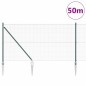 vidaXL Recinzione in Filo Saldato con 13 pali a picchetto Verde 1.4x50 m Acciaio