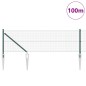 vidaXL Recinzione in Filo Saldato con 13 Pali a Spike Verde 0.6x100 m Acciaio