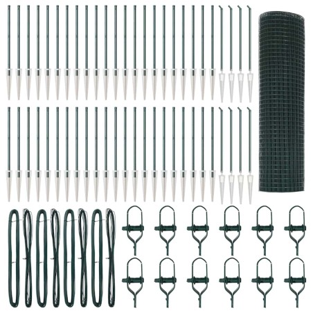 vidaXL Recinzione in Rete Saldatem con 13 Picchetti Verde 0,8x100 m Acciaio