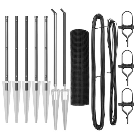 vidaXL Set di Pali per Recinzione Set di 2 Nero Acciaio 10 x 1 m