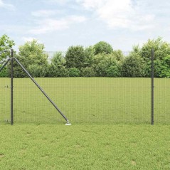 vidaXL Recinzione in Filo Saldato con 7 Picchetti Grigi 1.2x10 m in Acciaio