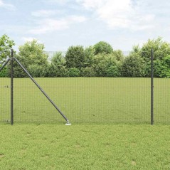 vidaXL Recinzione in Fil di Ferro Saldato con 7 Pali a Picco Grigio 1,4x10 m Acciaio