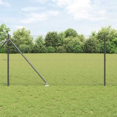 vidaXL Recinzione in Filo Saldato con 7 Pali a Punta Grigi 1,4x10 m in Acciaio
