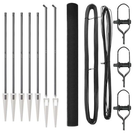 vidaXL Set di Pali di Recinzione Set di 2 Grigio Metallo, Plastica