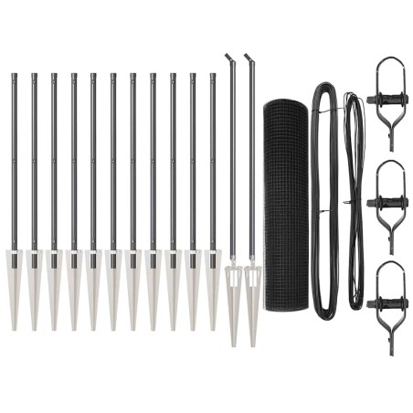 vidaXL Set di Pali di Recinzione Set di 2 Grigio Plastica 25 x 1 m