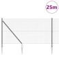 vidaXL Recinzione in Rete Saldata con 13 Pali a Picco Grigio 1.2x25 m Acciaio