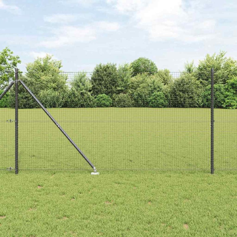 vidaXL Recinzione in filo saldato con 13 picchetti grigio 1.2x25 m in acciaio