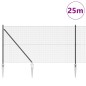 vidaXL Recinzione in filo saldato con 13 picchetti grigi 1.4x25 m in acciaio