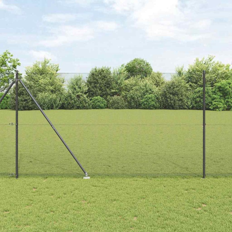 vidaXL Set di Pali per Recinzione Set di 2 Grigio Acciaio 25 x 1,5 m