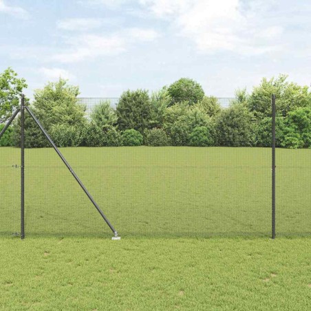 vidaXL Set di Pali per Recinzione Set di 2 Grigio Acciaio 25 x 1,5 m