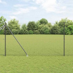 vidaXL Recinzione in rete saldata con 13 picchetti grigi 1.5x25 m in acciaio