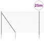 vidaXL Recinzione in rete saldata con 13 picchetti grigi 1.5x25 m in acciaio