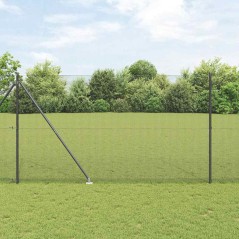 vidaXL Recinzione in Rete Saldato con 13 Picchetti Grigio 1.6x25 m Acciaio