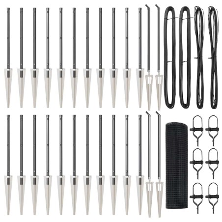 vidaXL Recinzione Rete Saldature con 13 Picchetti Grigio 0.4 x 50 m Acciaio