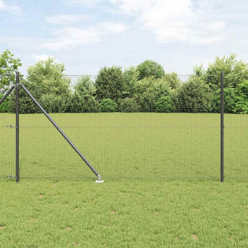 vidaXL Recinzione in rete saldata con 13 picchetti grigi 1x50 m in acciaio
