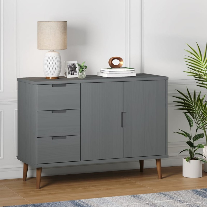 Credenza MOLDE Grigia 113x40x80 cm in Legno Massello di Pino Credenza MOLDE Grigia 113x40x80 cm in Legno Massello di Pino