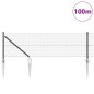 vidaXL Recinzione in Rete Saldato con 13 Pali a Sperone Grigio 0.4x100 m Acciaio