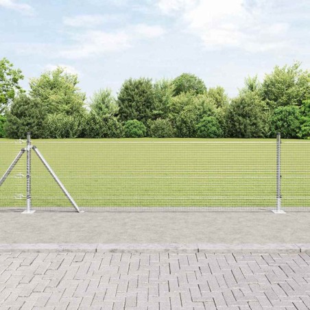 vidaXL Recinzione a rete saldata con 7 pali flangiati 0.4x10 m Acciaio zincato