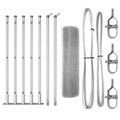 vidaXL Recinzione in filo saldato con 7 pali flangiati 0.6x10 m Acciaio zincato