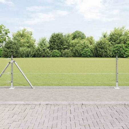 vidaXL Recinzione in Rete Saldato di con 7 Pali Flangiati 0.6x10 m Acciaio Zincato