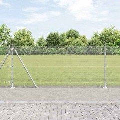 vidaXL Recinzione in filo saldato con 7 pali flangiati 0.8x10 m in acciaio zincato