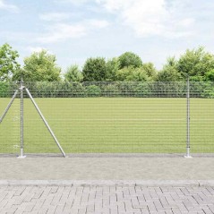 vidaXL Recinzione in Rete Saldato con 7 Pali Flangiati 0.8x10 m Acciaio Galvanizzato