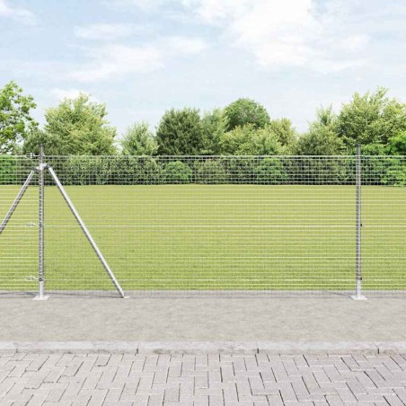 vidaXL Recinzione Saldata con 7 Pali Flangiati 0.8x10 m Acciaio Zincato