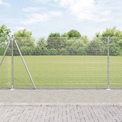 vidaXL Recinzione in Rete Saldato con 7 Posti Flangiati 1.2 x 10 m Acciaio Galvanizzato