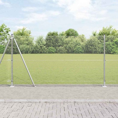 vidaXL Recinzione in Filo Saldato con 7 Pali Flangiati 1,2x10 m Acciaio Zincato