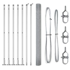 vidaXL Recinzione in Rete Saldato con 7 Pali Flangiati 1.6x10 m Acciaio Galvanizzato