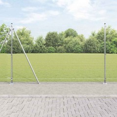 vidaXL Recinzione in Filo Saldato con 7 Pali Flangiati 1.6x10 m Acciaio Zincato