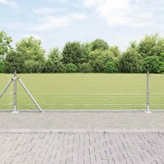 vidaXL Recinzione in Rete Saldature con 13 Pali Flangiati 0.4x25 m Acciaio Zincato