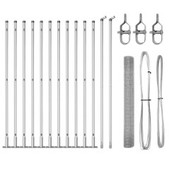 vidaXL Set di pali di recinzione 25 m Set di 2 Argento zincato