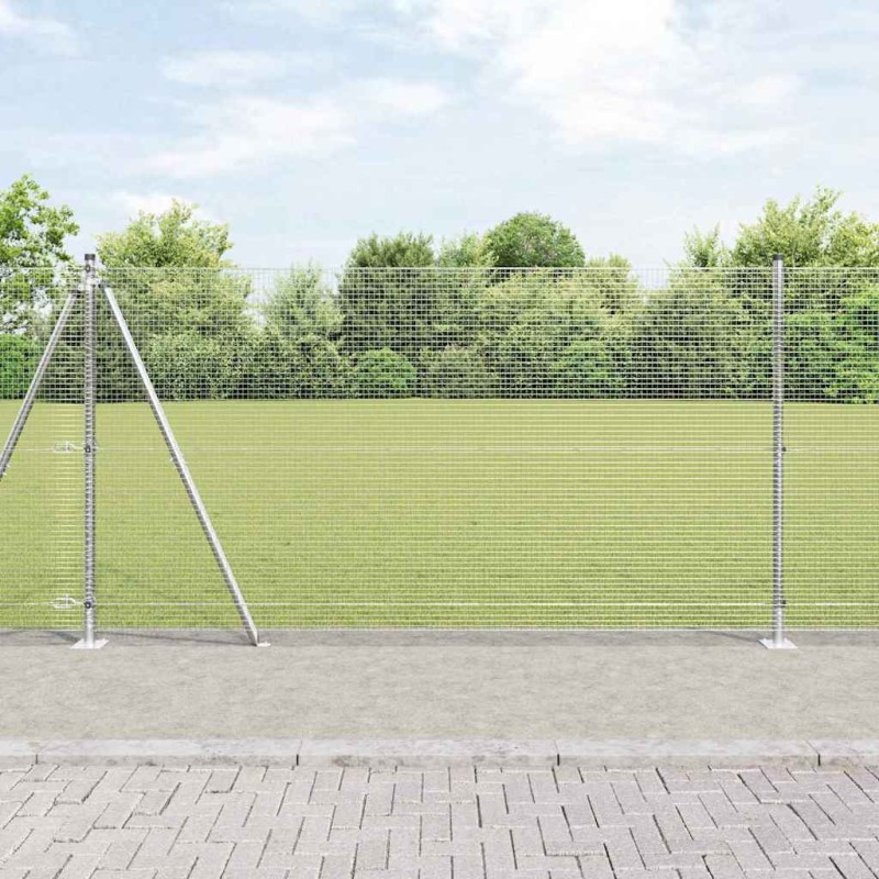 vidaXL Recinzione in Rete Saldato con 13 Pali Flangiati 1.2x25 m Acciaio Zincato vidaXL Recinzione in Rete Saldato con 13 Pali Flangiati 1.2x25 m Acciaio Zincato