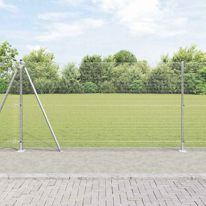 vidaXL Recinzione in rete saldata con 13 pali flangiati 1.2x25 m in acciaio galvanizzato