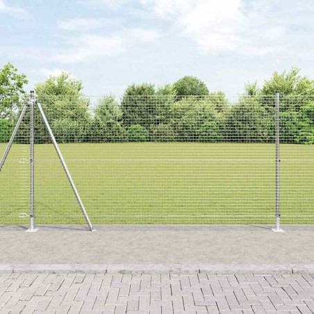 vidaXL Recinzione in rete saldata con 13 pali flangiati 1,2x25 m in acciaio zincato