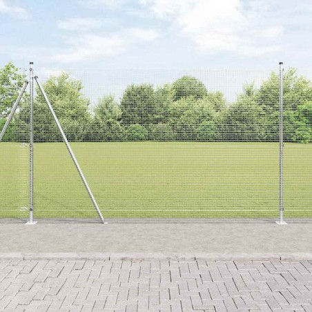 vidaXL Recinzione in rete saldata con 13 pali flangiati 1.4x25 m Acciaio zincato