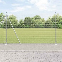 vidaXL Recinzione a Rete Saldato con 13 Pali Flangiati 1.4x25 m Acciaio Zincato