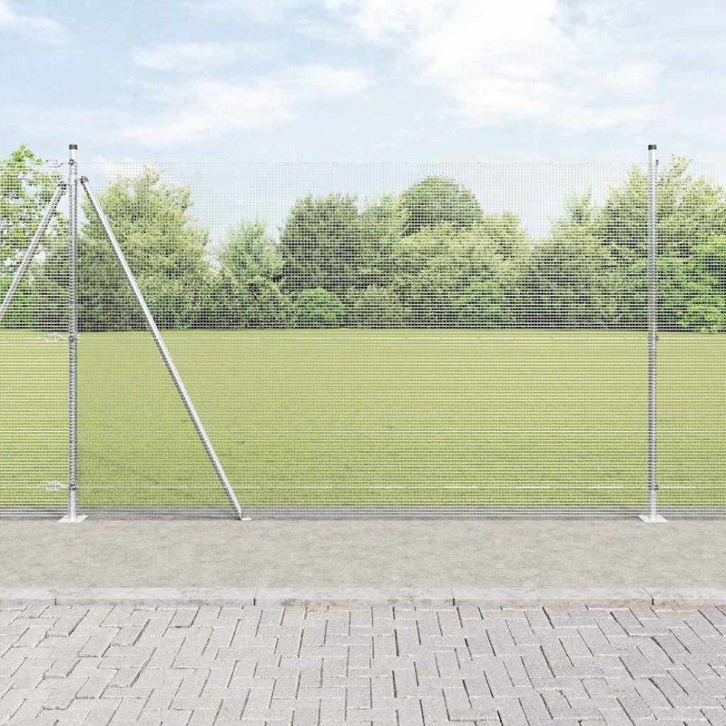 vidaXL Recinzione in Rete Saldato con 13 Pali Flangiati 1,6x25 m Acciaio Zincato