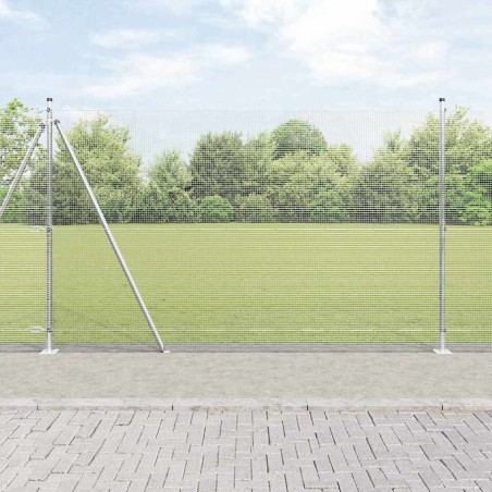 vidaXL Recinzione in Rete Saldato con 13 Pali Flangiati 1,6x25 m Acciaio Zincato