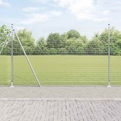 vidaXL Recinzione in Rete Saldata con 13 Pali Flangiati 1.6x25 m Acciaio Zincato