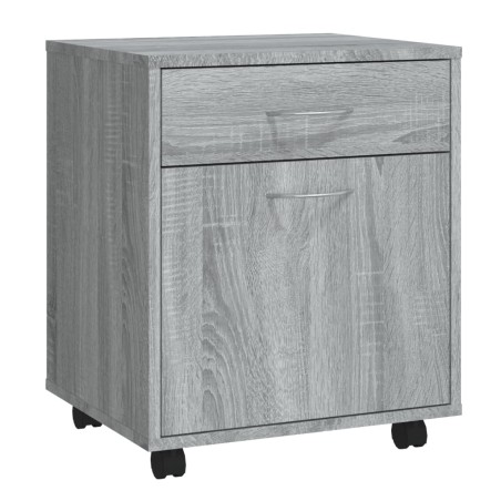 Armadietto con Ruote Grigio Sonoma 45x38x54cm Legno Multistrato