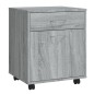 Armadietto con Ruote Grigio Sonoma 45x38x54cm Legno Multistrato