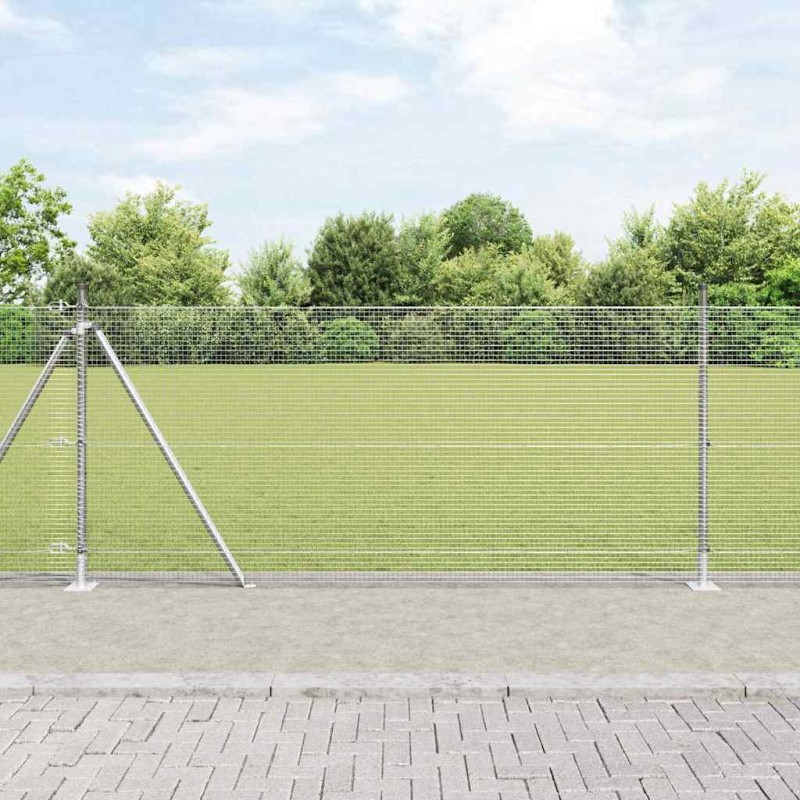 vidaXL Recinzione in Rete Saldata con 13 Pali Flangiati 0.8x50 m Acciaio Zincato