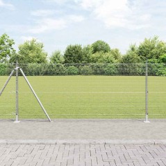 vidaXL Recinzione a Rete Saldata con 13 Pali Flangiati 0,8x50 m Acciaio Galvanizzato